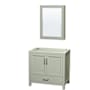 Wyndham Collection Sheffield 36" Single Free Standing Vanity Cabinet - Less Vanity Top Light Green / Brushed Nickel Hardware