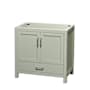 Wyndham Collection Sheffield 36" Single Free Standing Vanity Cabinet Only - Less Vanity Top Light Green / Brushed Nickel Hardware