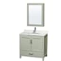Wyndham Collection Sheffield 36" Free Standing Single Basin Vanity Set with Cabinet, Quartz Vanity Top, and Medicine Cabinet Light Green / Giotto Quartz Top / Brushed Nickel Hardware