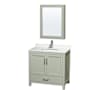Wyndham Collection Sheffield 36" Free Standing Single Basin Vanity Set with Cabinet, Quartz Vanity Top, and Medicine Cabinet Light Green / White Quartz Top / Brushed Nickel Hardware