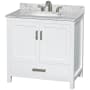 White / White Carrara Marble Top / Brushed Chrome Hardware