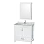 Wyndham Collection Sheffield 36" Free Standing Single Basin Vanity Set with Cabinet, Marble Vanity Top, and Medicine Cabinet White / White Carrara Marble Top / Brushed Chrome Hardware