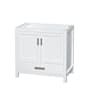 Wyndham Collection Sheffield 35" Single Freestanding Hardwood Vanity Cabinet Only - Less Vanity Top White / Brushed Chrome Hardware