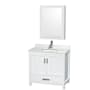 Wyndham Collection Sheffield 36" Free Standing Single Basin Vanity Set with Cabinet, Quartz Vanity Top, and Medicine Cabinet White / Giotto Quartz Top / Brushed Chrome Hardware