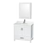 Wyndham Collection Sheffield 36" Free Standing Single Basin Vanity Set with Cabinet, Quartz Vanity Top, and Medicine Cabinet White / White Quartz Top / Brushed Chrome Hardware