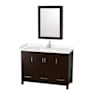 Wyndham Collection Sheffield 48" Free Standing Single Basin Vanity Set with Hardwood Cabinet, Cultured Marble Vanity Top, and Medicine Cabinet Espresso / Carrara Cultured Marble Top / Brushed Chrome Hardware