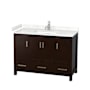 Wyndham Collection Sheffield 48" Free Standing Single Basin Vanity Set with Hardwood Cabinet and Cultured Marble Vanity Top Espresso / Carrara Cultured Marble Top / Brushed Chrome Hardware
