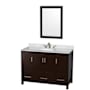 Wyndham Collection Sheffield 48" Freestanding Single Basin Vanity Set with Hardwood Cabinet, Marble Vanity Top, and Framed Mirror Espresso / White Carrara Marble Top / Brushed Chrome Hardware