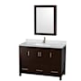 Wyndham Collection Sheffield 48" Freestanding Single Basin Vanity Set with Hardwood Cabinet, Marble Vanity Top, and Medicine Cabinet Espresso / White Carrara Marble Top / Brushed Chrome Hardware