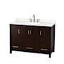 Wyndham Collection Sheffield 48" Free Standing Single Basin Vanity Set with Cabinet and Quartz Vanity Top Espresso / Giotto Quartz Top / Brushed Chrome Hardware