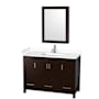 Wyndham Collection Sheffield 48" Free Standing Single Basin Vanity Set with Hardwood Cabinet, Cultured Marble Vanity Top, and Medicine Cabinet Espresso / White Cultured Marble Top / Brushed Chrome Hardware