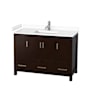 Wyndham Collection Sheffield 48" Free Standing Single Basin Vanity Set with Hardwood Cabinet and Cultured Marble Vanity Top Espresso / White Cultured Marble Top / Brushed Chrome Hardware