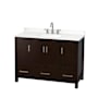 Wyndham Collection Sheffield 48" Free Standing Single Basin Vanity Set with Cabinet and Quartz Vanity Top Espresso / White Quartz Top / Brushed Chrome Hardware