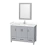 Wyndham Collection Sheffield 48" Free Standing Single Basin Vanity Set with Hardwood Cabinet, Cultured Marble Vanity Top, and Medicine Cabinet Gray / Carrara Cultured Marble Top / Brushed Chrome Hardware