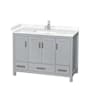 Wyndham Collection Sheffield 48" Free Standing Single Basin Vanity Set with Hardwood Cabinet and Cultured Marble Vanity Top Gray / Carrara Cultured Marble Top / Brushed Chrome Hardware