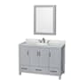 Wyndham Collection Sheffield 48" Freestanding Single Basin Vanity Set with Hardwood Cabinet, Marble Vanity Top, and Medicine Cabinet Gray / White Carrara Marble Top / Brushed Chrome Hardware