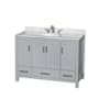 Wyndham Collection Sheffield 48" Free Standing Single Basin Vanity Set with Cabinet and Marble Vanity Top Gray / White Carrara Marble Top