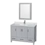 Wyndham Collection Sheffield 48" Freestanding Single Basin Vanity Set with Hardwood Cabinet, Marble Vanity Top, and Medicine Cabinet Gray / White Carrara Marble Top / Brushed Chrome Hardware