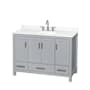 Wyndham Collection Sheffield 48" Free Standing Single Basin Vanity Set with Cabinet and Quartz Vanity Top Gray / Giotto Quartz Top / Brushed Chrome Hardware