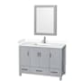 Wyndham Collection Sheffield 48" Free Standing Single Basin Vanity Set with Hardwood Cabinet, Cultured Marble Vanity Top, and Medicine Cabinet Gray / White Cultured Marble Top / Brushed Chrome Hardware