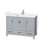 Wyndham Collection Sheffield 48" Free Standing Single Basin Vanity Set with Hardwood Cabinet and Cultured Marble Vanity Top Gray / White Cultured Marble Top / Brushed Chrome Hardware
