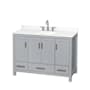Wyndham Collection Sheffield 48" Free Standing Single Basin Vanity Set with Cabinet and Quartz Vanity Top Gray / White Quartz Top / Brushed Chrome Hardware