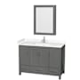 Wyndham Collection Sheffield 48" Free Standing Single Basin Vanity Set with Hardwood Cabinet, Cultured Marble Vanity Top, and Medicine Cabinet Dark Gray / Carrara Cultured Marble Top / Brushed Chrome Hardware