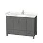 Wyndham Collection Sheffield 48" Free Standing Single Basin Vanity Set with Hardwood Cabinet and Cultured Marble Vanity Top Dark Gray / Carrara Cultured Marble Top / Brushed Chrome Hardware