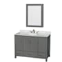 Wyndham Collection Sheffield 48" Freestanding Single Basin Vanity Set with Hardwood Cabinet, Marble Vanity Top, and Medicine Cabinet Dark Gray / White Carrara Marble Top / Brushed Chrome Hardware