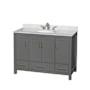 Wyndham Collection Sheffield 48" Free Standing Single Basin Vanity Set with Cabinet and Marble Vanity Top Dark Gray / White Carrara Marble Top / Brushed Chrome Hardware