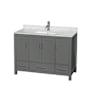 Wyndham Collection Sheffield 48" Freestanding Single Basin Vanity Set with Hardwood Cabinet and Marble Vanity Top Dark Gray / White Carrara Marble Top / Brushed Chrome Hardware