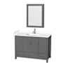 Wyndham Collection Sheffield 48" Free Standing Single Basin Vanity Set with Hardwood Cabinet, Cultured Marble Vanity Top, and Medicine Cabinet Dark Gray / White Cultured Marble Top / Brushed Chrome Hardware