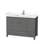 Wyndham Collection Sheffield 48" Free Standing Single Basin Vanity Set with Hardwood Cabinet and Cultured Marble Vanity Top Dark Gray / White Cultured Marble Top / Brushed Chrome Hardware