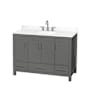 Wyndham Collection Sheffield 48" Free Standing Single Basin Vanity Set with Cabinet and Quartz Vanity Top Dark Gray / White Quartz Top / Brushed Chrome Hardware