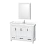 Wyndham Collection Sheffield 48" Free Standing Single Basin Vanity Set with Hardwood Cabinet, Cultured Marble Vanity Top, and Medicine Cabinet White / Carrara Cultured Marble Top / Brushed Chrome Hardware