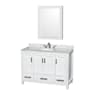 Wyndham Collection Sheffield 48" Freestanding Single Basin Vanity Set with Hardwood Cabinet, Marble Vanity Top, and Medicine Cabinet White / White Carrara Marble Top / Brushed Chrome Hardware