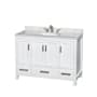 Wyndham Collection Sheffield 48" Free Standing Single Basin Vanity Set with Cabinet and Marble Vanity Top White / White Carrara Marble Top / Brushed Chrome Hardware