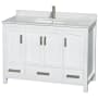 White / White Carrara Marble Top / Brushed Chrome Hardware