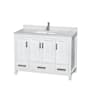 Wyndham Collection Sheffield 48" Freestanding Single Basin Vanity Set with Hardwood Cabinet and Marble Vanity Top White / White Carrara Marble Top / Brushed Chrome Hardware