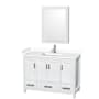 Wyndham Collection Sheffield 48" Free Standing Single Basin Vanity Set with Hardwood Cabinet, Cultured Marble Vanity Top, and Medicine Cabinet White / White Cultured Marble Top / Brushed Chrome Hardware