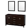Wyndham Collection Sheffield 59" Double Free Standing Vanity Cabinet Only - Less Vanity Top Espresso