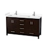 Wyndham Collection Sheffield 60" Free Standing Double Basin Vanity Set with Cabinet and Cultured Marble Vanity Top Espresso / White Cultured Marble Top / Brushed Chrome Hardware