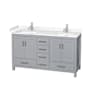 Wyndham Collection Sheffield 60" Free Standing Double Basin Vanity Set with Cabinet and Cultured Marble Vanity Top Gray / Carrara Cultured Marble Top / Brushed Chrome Hardware