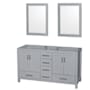 Wyndham Collection Sheffield 59" Double Free Standing Vanity Cabinet Only - Less Vanity Top Gray