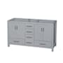 Wyndham Collection Sheffield 59" Double Freestanding Hardwood Vanity Cabinet Only - Less Vanity Top Gray / Brushed Chrome Hardware