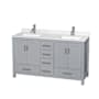 Wyndham Collection Sheffield 60" Free Standing Double Basin Vanity Set with Cabinet and Quartz Vanity Top Gray / Giotto Quartz Top / Brushed Chrome Hardware
