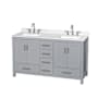 Wyndham Collection Sheffield 60" Free Standing Double Basin Vanity Set with Cabinet and Quartz Vanity Top Gray / Giotto Quartz Top / Brushed Chrome Hardware