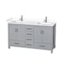 Wyndham Collection Sheffield 60" Free Standing Double Basin Vanity Set with Cabinet and Cultured Marble Vanity Top Gray / White Cultured Marble Top / Brushed Chrome Hardware