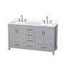 Wyndham Collection Sheffield 60" Free Standing Double Basin Vanity Set with Cabinet and Quartz Vanity Top Gray / White Quartz Top / Brushed Chrome Hardware