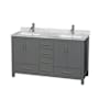 Wyndham Collection Sheffield 60" Free Standing Double Basin Vanity Set with Cabinet and Marble Vanity Top Dark Gray / White Carrara Marble Top / Brushed Chrome Hardware